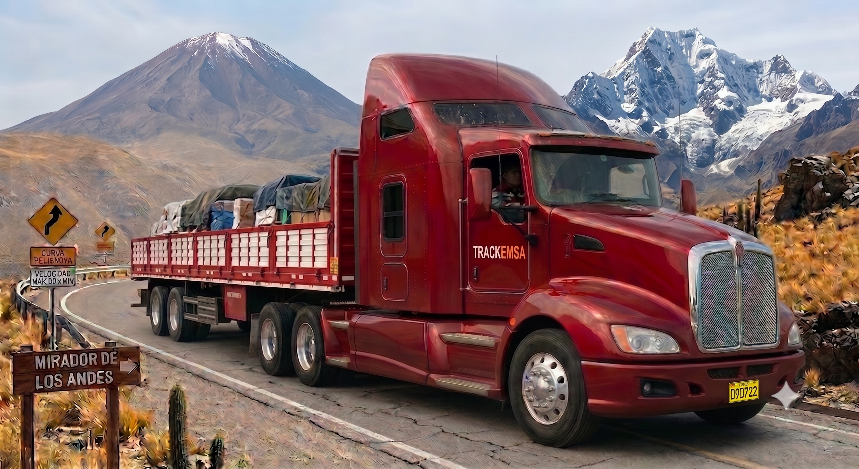 Transporte de carga pesada en Perú — Flota TRACKEMSA en carretera